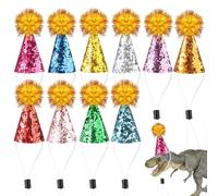 BOXOB 10pcs Mini Party Hats for Stuffed Animals, Tiny Small Birthday Hats for Cat Dog Dinosaur Toy Animals Figures Colorful Cone with Pom Poms for Doll Party Birthday Decor Costume Accessories