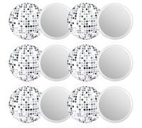 BOXOB 12pcs Disco Ball Compact Mirror, Metal Mini Handheld Vintage Round Pocket Mirror Silver Disco Party Supply 70s Retro Party Decorations for Women Travel Daily Use (Silver)
