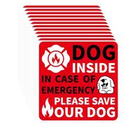 BOXOB 12pcs Dog Inside Fire Rescue Sticker, 3.5x3.5 Inch Waterproof Emergency Pet Alert Safety Sticker for House Window Door Helps Fireman Locate Pets in Case of Emergency