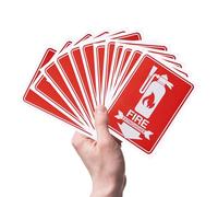 BOXOB 12pcs Fire Extinguisher Stickers, 5.12x7.09 Inch Durable Waterproof Fire Extinguisher Sign with Down Arrow Self-Adhesive Decal for Business Office Home and Outdoor Use