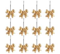 BOXOB 12pcs Gold Bow Shower Curtain Hooks Rings, Stainless Steel Bow Knot Decorative Shower Curtain Hooks for Bathroom Bedroom Decoration