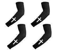 BOXOB 2 Pairs Faith Cross Arm Sleeves, Polyester Quick-Drying Religious Compression Arm Sleeves Sport Supplies for Men Women Running Cycling Baseball Basketball Football Outdoor Activities (Black)