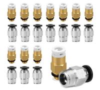 BOXOB 20 Pcs Pneumatic Connector Fittings, PC4-M6 & PC4-M10 Bowden PTFE Tube Push Coupler 3D Printers Accessories for Pneumatic Systems & Long-Distance Extrusion