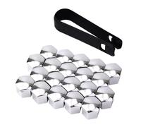 BOXOB 20pcs Car Wheel Lug Nut Covers, 19mm Hexagonal Lugnut Covers with Removal Tool Wheel Trims Bolt Caps Automotive Exterior Accessories for Most Car (Silver)
