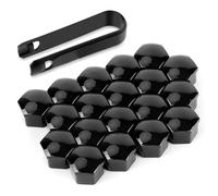 BOXOB 20pcs Lug Nut Covers, 17mm Hexagonal Nut Covers Car Wheel Nut Caps with Removal Tool Practical Car Lug Nut Caps Anti-Dust Wheel Bolt Cover Caps for Most Car Lug Nut (Black)