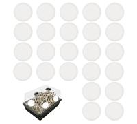 BOXOB 24pcs 2.5" Monotub Adhesive Filter Disks, 0.12in Thick Breathable Mushroom Monotub Filter Pads Practical Mushroom Supplies Filtration Patches Replacement Accessories