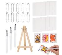 BOXOB 24pcs Magic Foam Texture Painting Kit, 3D Puffy Paint with Canvas Sponge Bead Chains Water Pens Mini Easel for Kids Crafts & DIY Projects (Rectangular)