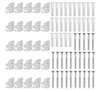 BOXOB 25pcs Glass Retainer Clips Set, Clear Mirror Holder Cramp Kit with Screws Glass Cabinet Panel Retainer Clips for Cabinet Door Window Wall Mounting (Style B)