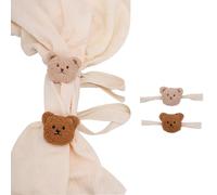 BOXOB 2pcs Bear Curtain Tiebacks, Cute Bear Decorative Curtain Ties Holder Cartoon Animal Shape Rope Holdbacks for Home Office Nursery Bedroom Living Room Window Decor