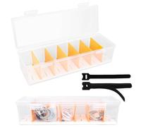 BOXOB 2pcs Cable Storage Box with 16pcs Wire Clips, Clear Cable Organizer Box Phone Charger Organizer Case Electronic Storage Case for Drawer Desk Office Home