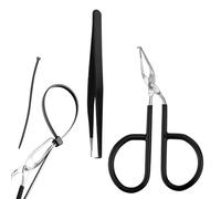 BOXOB 2pcs Cable Tie Opener Tool, Black Stainless Steel Tweezers and Scissors Zip Ties Remover Tool Reusable Zip Tie Cutters for Nylon or Plastic Zipper Tape