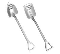 BOXOB 2pcs Dads Ice Cream Shovel, Stainless Steel Ice Cream Shovel Spoons Practical Ice Cream Spade Dads Ice Cream Scoop Funny Gift for Father's Day, Birthday, Thanksgiving (Silver)