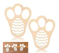 BOXOB 2pcs Easter Bunny Stencils for Painting on Lawn, Wooden Easter Bunny Footprint Stencils Egg Stencils Reusable Easter Rabbit Paw Template for Yard Garden Wall Indoor and Outdoor DIY Decors