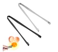 BOXOB 2pcs Egg Membrane Chalaza Remover Tongs, 5.98 Inch Toothed Design Eggshell Fragment Tong Stainless Steel Multipurpose Kitchen Tool for Cooking Food Cake Bakers Pastry Chefs (Black, Silver)