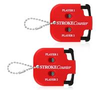 BOXOB 2pcs Golf Stroke Counter, Mini Golf Score Keeper Handy Portable 2-Player Shot Clicker Scorekeeper with Key Chain for Different Kinds of Competitions and Games (Red)