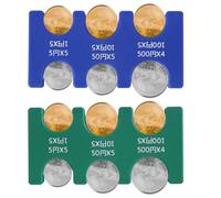 BOXOB 2pcs Japanese Yen Coin Holders, Plastic JPY Coin Dispenser with 6 Slots Rectangular Car Change Organizer Collection Purse for Travel (Blue, Green)