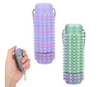 BOXOB 2pcs Little Spiky Grippie Stim Keychain, Pocket Mini Calming Fidget Keyring Ouchies Pain Fidget Tool Anxiety and Sensory Stress Relief Toys Creative Spiky Massager Keychains for Relaxation