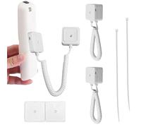 BOXOB 2pcs Magnetic Remote Control Holders with Spring Ropes, Safely Secure TV Remotes Accessories Wall-Mount Magnet with Adhesive Extendable Spring for Small Items (White)