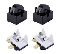 BOXOB 2pcs QP2-4.7 Starter Relays and 2pcs 6750C-0005P Refrigerator Overload Protectors, QP2-4r7 Relay Mini Parts Compatible with LG Refrigerator Compressor (Brass Feet)