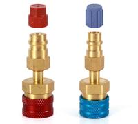 BOXOB 2pcs R1234YF to R134A Quick Coupler Kit, R1234YF Adapter High & Low Side AC Charging Hose Connector for Car Air Conditioner Refrigerant System (Red, Blue)