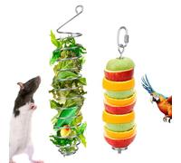BOXOB 2pcs Rat Enrichment Toys, Premium Stainless Steel Bird Food Holder Hanging Slow Feeder for Fruits Vegetables Ideal Cage Accessories Mouse & Bird Rodent Foraging Puzzle Toy(Silver)