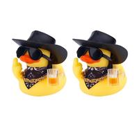 BOXOB 2pcs Rubber Duck Car Ornaments, Funny Western Cowboy Ducks with Hat Glasses Yellow Rubber Ducky for Car Dashboard Decoration Accessories Office Gifts