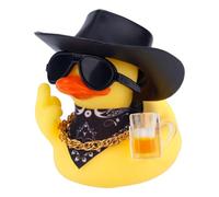 BOXOB 2pcs Rubber Duck Car Ornaments, Funny Western Cowboy Ducks with Hat Glasses Yellow Rubber Ducky for Car Dashboard Decoration Accessories Office Gifts