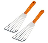BOXOB 2pcs Stainless Steel Fish Spatula, Durable Fish Mental Spatula Set Kitchen Slotted Turner for Kitchen Flipping Pancakes Eggs & More Cooking Tool Accessories