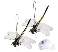 BOXOB 2pcs Wingman Dragonfly Hat Clip for Bug, Simulated Fake Realistic Dragon Fly Clips Vivid Artificial Dragonfly Decorative Supplies for Backpack Hat Indoor Outdoor Yard Garden Plant Decors