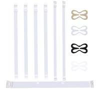 BOXOB 3 Pairs Clear Bra Straps + 1 Back Strap + 4 Clips, Adjustable Non-Slip Invisible Transparent Bra Shoulder Band to Make Racerback for Women Dating Wedding Party Sports