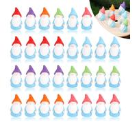 BOXOB 30pcs Mini Resin Gnomes, 6 Colors Tiny Gnomes to Hide Miniature Dwarf Figurines Gnome Statue Small Gnomes Figures for Miniature Landscape Garden Outdoor Patio Yard Plant Pots Decor