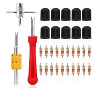 BOXOB 33pcs Tire Valve Stem Removal Tool Kit, 4 in 1 & Double & Single Head Tyre Valve Core Remover Installer Wrench for Car, Truck, Motorcycle, Bicycle, ATV
