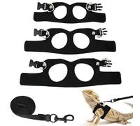 BOXOB 3pcs Bearded Dragon Harness & Leash Set, 3 Sizes Lizards Training Walking Leather Adjustable Soft Leather Lizard Vest Carrier Walking Traction Rope for Small Reptiles Animal Squirrels