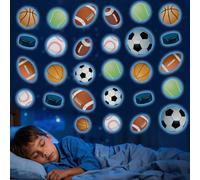 BOXOB 3pcs Glow in The Dark Sports Wall Stickers, Luminous Glowing Sports Wall Decals Basketball Baseball Football Rugby Ball Luminous Decals for Room Gymnasium Decoration