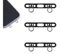 BOXOB 3pcs Metal Phone Tether Tabs for iPhone, Stainless Steel Ultra Thin Phone Lanyard String Strap Patch with 2 Rings Anti-Loss Cellphone Lanyard Pads, No Charging Interference (Black)