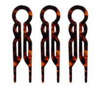 BOXOB 3pcs Prestige Hair Pin for Woman & Girl, Acetate U Shaped French Twist Sticks Styling Accessories for Various Hair Styles (Red Leopard)