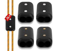 BOXOB 4 Pcs Plastic Rope Clamps with Screws, 1/2 Inch Reusable Double Rope Clamps Plastic Cord Connector Suitable for 9-10mm Nylon Twisted Braided Cord Ratchet Climbing Cord