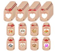 BOXOB 40pcs Candy Jar Valentine Cards, 5.5x3 Inch Valentine Exchange Cards with Zip Bags Adhesive Dots Mason Jar Happy Valentines Day Cards Gifts for Classroom Girls Boys Party (Candy Exclude)