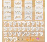 BOXOB 46pcs Face Paint Stencils Reusable, Facial Painting Template 2 Designs Facepaint Body Tattoo Stencil for Kids & Adults Halloween Party Makeup DIY Art
