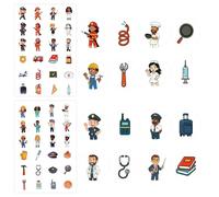 BOXOB 480pcs Community Helpers Stickers, Copper Plate Sticker Community Helpers Toys with Occupations Career Dress Up for Kids Classroom & Birthday Gifts