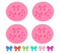 BOXOB 4pcs Bow Fondant Molds, Mini Silicone Fondant Mold Bowknot Candy Chocolate DIY Cake Decoration for Birthday Wedding Party