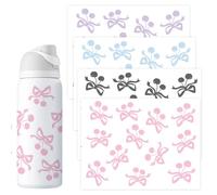 BOXOB 4pcs Bows Cherry Stickers for Owala, 4 Colors Cute Coquette Tumbler Decals Glass Cup Bows Decals Bow Water Bottle Stickers Compatible with Urban Outfitters Owala 24oz 32oz Bottle