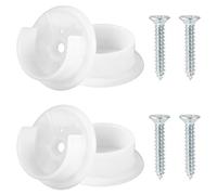 BOXOB 4pcs Closet Rod Holders, Plastic Tension Pole Bar Sockets for 1-3/8" Heavy Duty Wardrobe Tube Rail Support Bracket with Screws Fittings for Home Bathroom Shower Curtain Clothing Store (White)