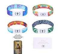 BOXOB 4pcs NFC Bible Bracelets, Christian Daily Bible Verse Wristbands Elastic Scripture Prayer Tap Bracelets Jesus Wristbands Faith Inspirational Band Jewelry Gifts for Women and Men Religious Gospel