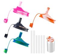 BOXOB 4pcs Soda Can Covers with 6pcs Straws, Silicone Reusable Pop Can Lids Fizzy Drinks Sippy Cup Top Topper for Beverage Beer Juice Seltzer Airtight Seal Universal Fits (Color Mix)