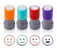 BOXOB 4pcs Teacher Stamps, 4 Vibrant Colors Mood Stamp for Grading Interactive Emotional Expression Tool School Classroom Office Stationery Supplies for Journal Scrapbook