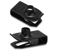 BOXOB 50pcs Extruded U-Nut, 1/4"-20 Thread U Style Clip-On Nuts Carbon Steel Regular Type Fasteners Clip for Automotive Metal Panels Splash Shield Grill Retainer (Black)