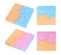 BOXOB 50pcs Summer Ice Cream Party Napkins, Pink and Blue Sprinkles Napkins Double Printed Dinner Napkin Ice Cream Donut Party Supplies for Home Kitchen Table Decor