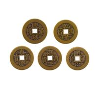BOXOB 5pcs Brass Chinese Feng Shui Coins, 1.1 Inch Lucky I Ching Coins for Divination Bring Good Luck Wealth and Success