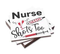 BOXOB 6 Pcs Nurse Need Shots Too Coasters, Funny Square Wooden Coaster Nurse Gifts Desktop Decoration for Nursing Student Graduation Present Office Home Table Decor